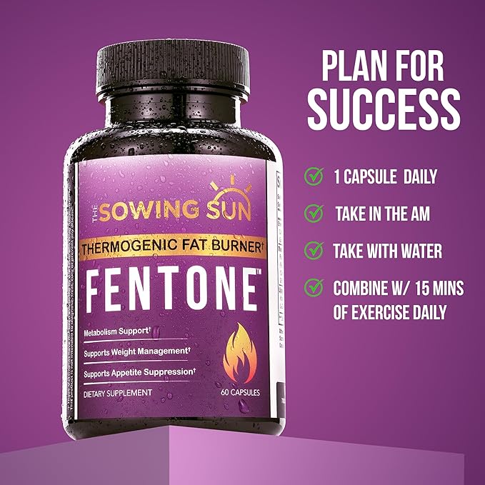 Fentone Thermogenic Fat Burner Energy Booster Appetite Suppressant Clinically Studied Weight Loss Fat Burning Phenylethylamine HCl L- Carnitine Ketones - 60 Diet Pills (1)