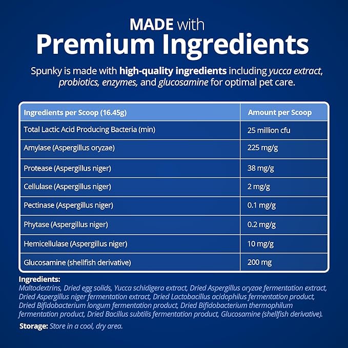 Spunky Digestive Supplement - Probiotics Digestive Enzymes Joint Support for Cats and Dogs | Gut Health | Pet Probiotics for Dogs and Cats - 5lb