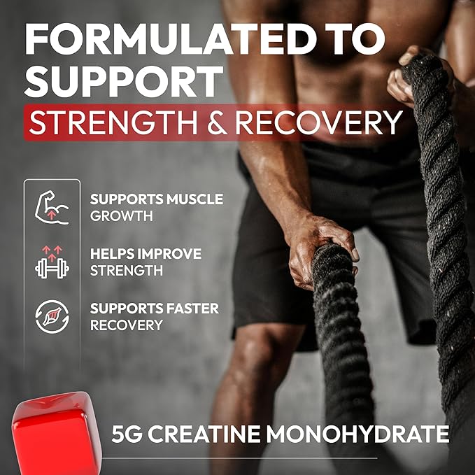 Sugar Free Creatine Monohydrate Gummies 5g Per Serving - 120 Monohydrate Creatine Gummies Advanced Complex with Vitamin C + Vitamin B12 for Muscle Strength Energy Boost Pre-Workout Gummy