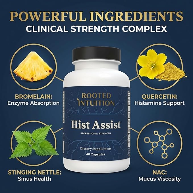 Hist Assist | Seasonal Sinus &amp Immune Balance Formula | Quercetin Bromelain NAC Nettle | Non-GMO Gluten Free | 40 Capsules