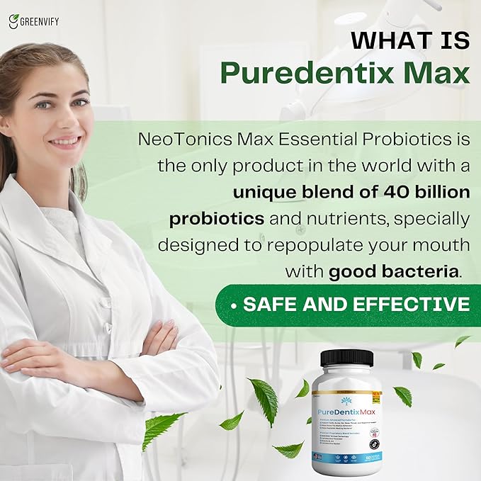 DentimPure Max Extra Strength Probiotic Supplement with 40 Billion CFU – Supports Teeth Gums Ear Nose Throat &amp Digestive Health – 60 Capsules (3)