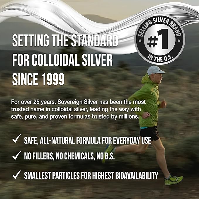 Sovereign Silver Immune Support + Natural Nasal Spray Bundle Colloidal Silver Bio-Active Hydrosol 10 PPM 16 Fl Oz Immune Support &amp 2 Fl Oz Sinus Care Combo Pack