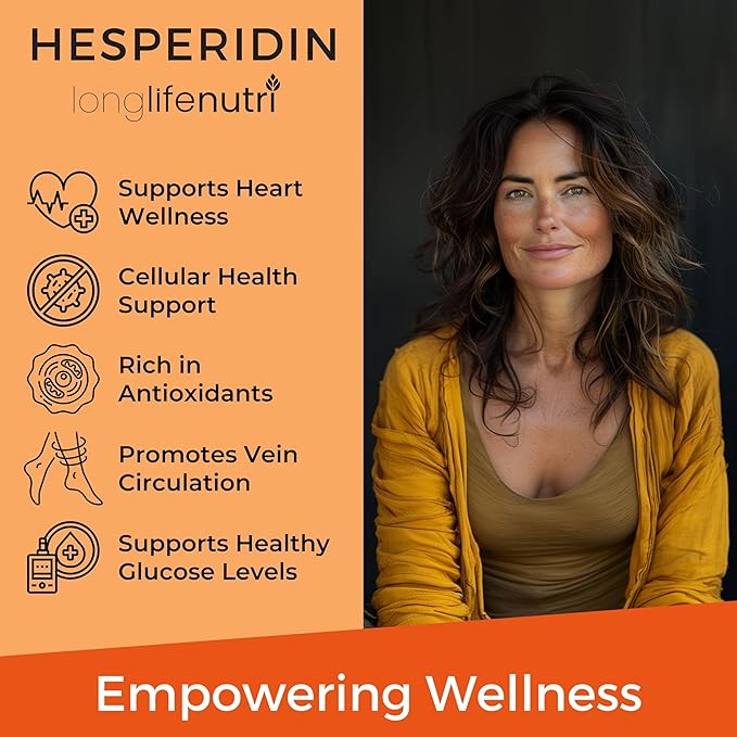 Hesperidin 1000mg 240 Capsules (4 Month Supply) Supports Cardiovascular Health Blood Pressure &amp Circulation Immune Support Potent Antioxidant &amp Vascular Function Benefits Made in USA