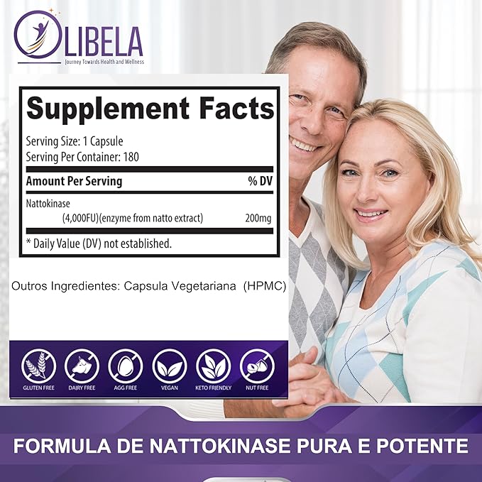 Nattokinase 4000 FU 180 Capsules Supports Heart Health Circulatory System &amp Normal Blood Flow. Enzymes for Overall Blood Health Detox &amp Cleanse. Non-GMO Vegan - 6 Months Supply