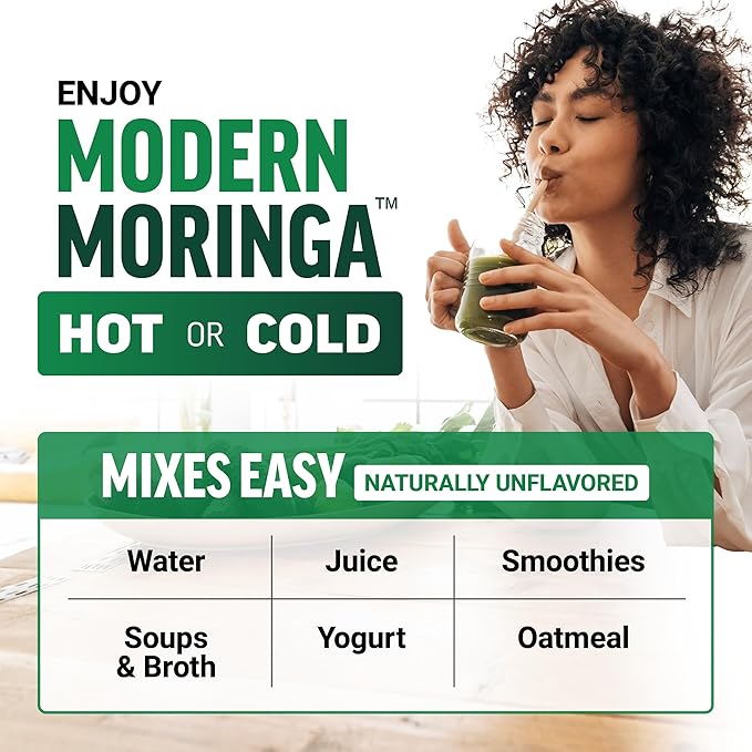 Force Factor Modern Moringa Powder to Support Energy Vitality &amp Immune Health Complete Green Superfood with Antioxidants Naturally Unflavored ~30 Servings