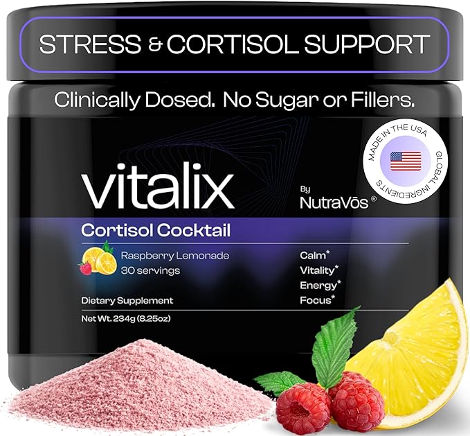 Cortisol Reducer for Women &amp Men | Cortisol Drink Mix with Ashwagandha KSM 66 Magnesium Glycinate L Theanine + More | Cortisol Detox for Stress &amp Sleep Support | Raspberry Lemonade | 30 Serv