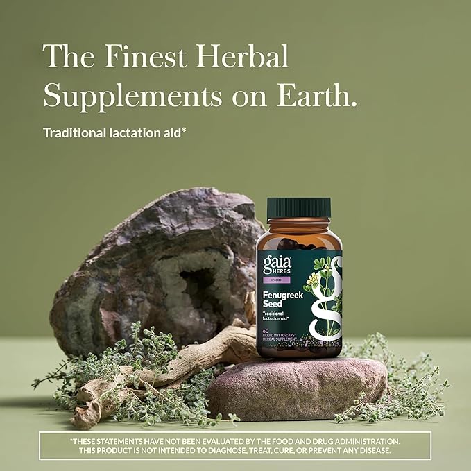 Gaia Herbs Fenugreek Seed - Helps Support Healthy Lactation &amp Breast Milk Production* - Made with Fenugreek Seeds - 60 Vegan Liquid Phyto-Capsules (20 Servings)