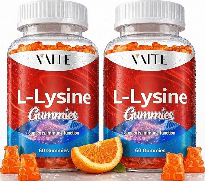 L-Lysine 1000mg Gummies - Supports Skin Lip Vegan Gluten Free 60 Chewable Lysine for Adults Vitamins Tissue Health &amp Immune System Amino Acid Vitamin Supplement &amp Complex Supplements (2