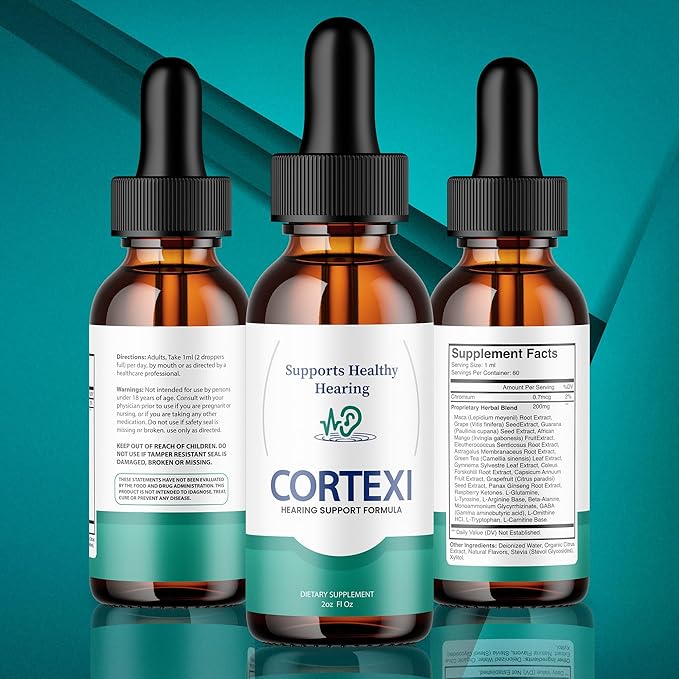 (Official) Cortexi Tinnitus Treatment Hearing Support with Chromium Grape Seed Astragalus Maca Root - Cortexi Hearing Support Drops Supplement Cortexi Tinnitus Treatment Ringing Ears (1 Bottle)