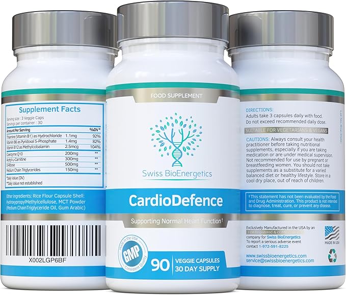 CardioDefence – 90 Capsules – a precise balance of CoQ10 D-Ribose Acetyl L-Carnitine B Vitamins and MCT to contribute to the normal function of the heart and reduce tiredness and fatigue