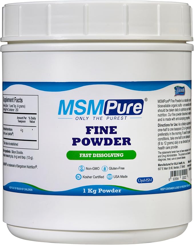 KALA HEALTH MSMPure MSM Fine Powder 2.2lb and MSM Gel with Organic Aloe 8oz Bundle