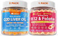 Bundle Cod Liver Oil Gummies 2 Pack&amp Adult Methyl B12 5000mcg + L-Methylfolate Gummies 1 Pack