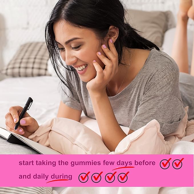 Menstrual Gummies for Women May Help Support Bloating Period Relief | Plant-Based | Cramp Bark Magnesium Chaste Berry | Vegan | Orange 60ct