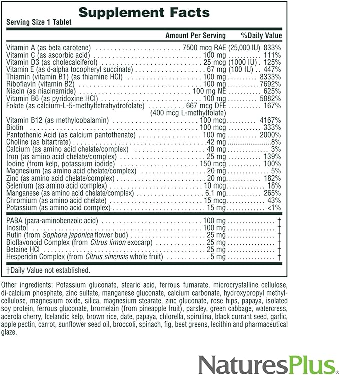 NaturesPlus Ultra II Daily - 60 Tablets - Multivitamin with Whole Foods for Overall Well-Being - Supports Energy &amp Immune Health - Sustained Release - 60 Servings