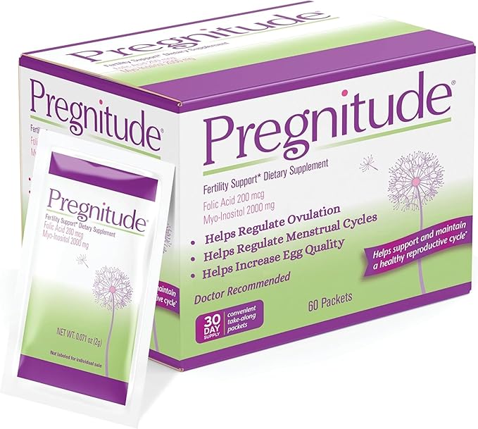 Pregnitude Reproductive Fertility Support - Helps Promote Regular Ovulation - Menstrual Cycles and Increase Quality of Eggs - 30 Day Supply 60 Packets