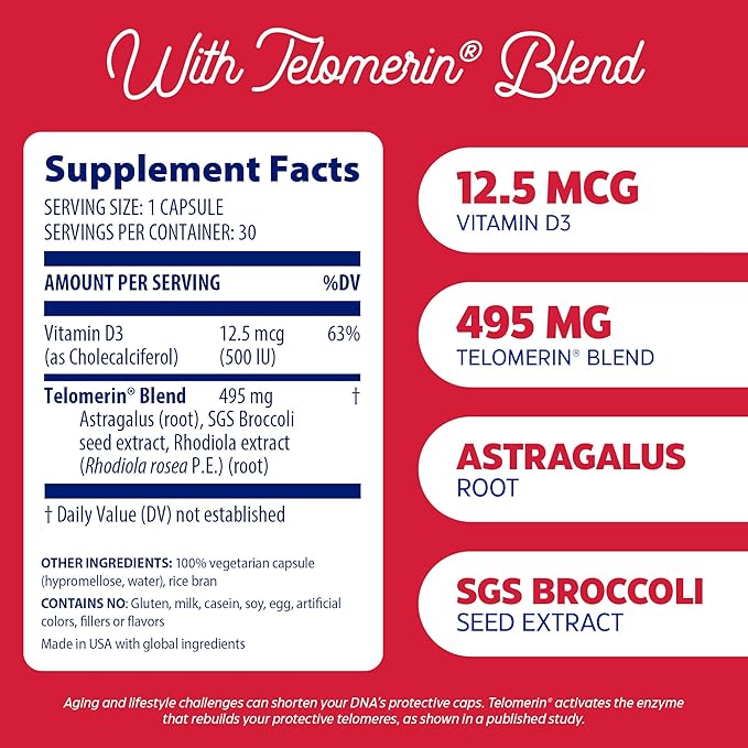 Enzymedica Telomere Plus Enzyme Support for Cellular Health 30 Capsules
