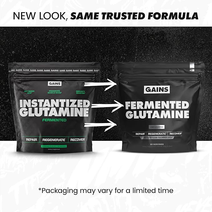 Gains in Bulk L-Glutamine Gluten Free Glutamine Powder for Muscle Recovery and Growth Post Workout Support Amino Acid Supplement Promotes Protein Synthesis Non GMO Unflavored 90 Servings