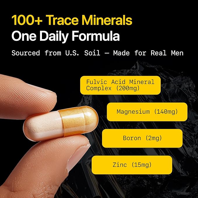 Menerals Mens Multivitamin – Powerful All in One Mineral Supplement for Men – Natural Trace Minerals with Fulvic Acid from Rich American Soil – Supports Daily Energy Vitality Focus and Mens Health