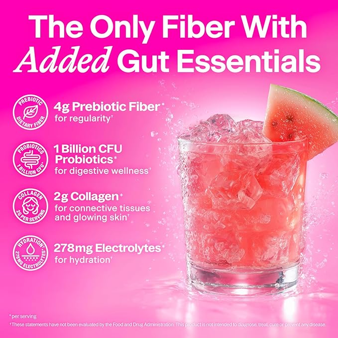 Daily Fiber Supplement Bundle for Women &amp Men – Premium Fiber Powder from Organic Acacia with Added Collagen Electrolytes &amp Probiotics – No Bloat Constipation &amp Gut Health Support (Water