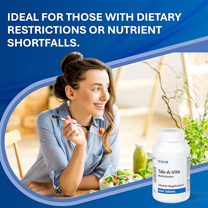 MAJOR Tab-A-Vite Multivitamin Tablets - Gluten-Free Multivitamin for Adults Supports Overall Health Multimineral Supplement 1000 Count