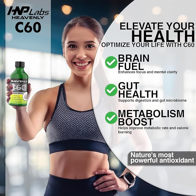HNP Labs C60 MCT Organic Coconut Oil Cold Pressed - Enhance Natural Healing Amplify Energy &amp Mental Clarity - MCT Oil Organic Perfect for Enhanced Physical Performance Skin Vitality &amp Hair G