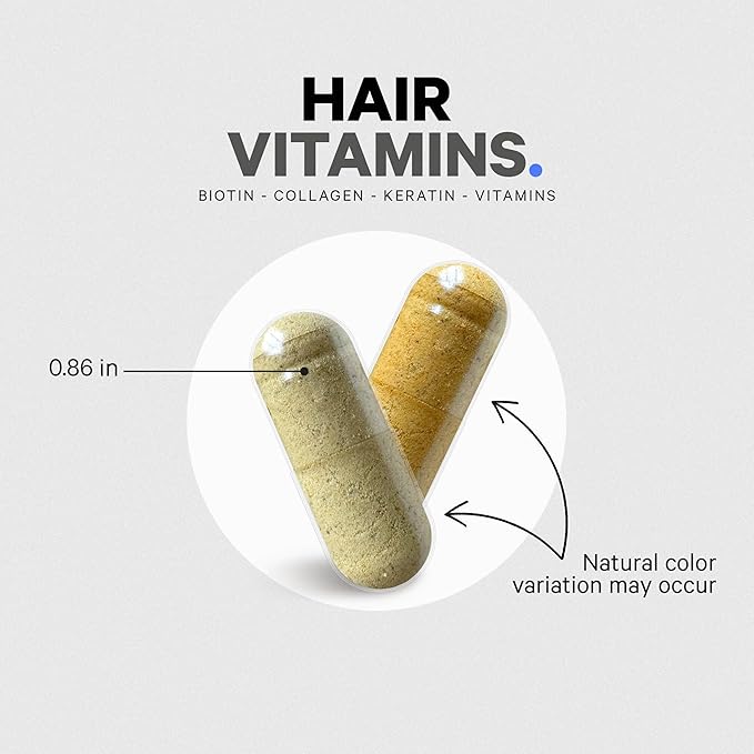 Codeage Hair Vitamins 10000 mcg Biotin Keratin Collagen Vitamin A B12 C D3 E Zinc Turmeric Probiotics Enzymes Inositol - Hair Care Support - Healthy Hair Supplement Pills - 120 Capsules