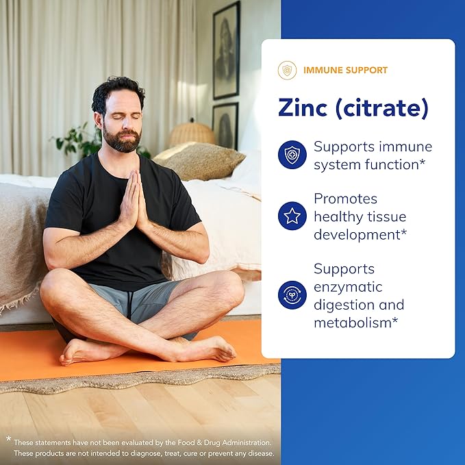 Pure Encapsulations Zinc (Citrate) - for Immune System Tissue Development &amp Metabolism* - Mineral Supplement with Enzymes - Highly Absorbable Zinc - Vegan &amp Non-GMO - 180 Capsules