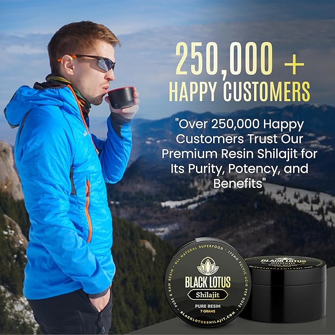 Black Lotus Pure Shilajit Resin 7g 100% Pure Natural Shilajit for Men &amp Women with Amino Acids 175mg Fulvic Acid 85 Ionic Trace Minerals per Serving Superfood for Immune Support Focus Energ