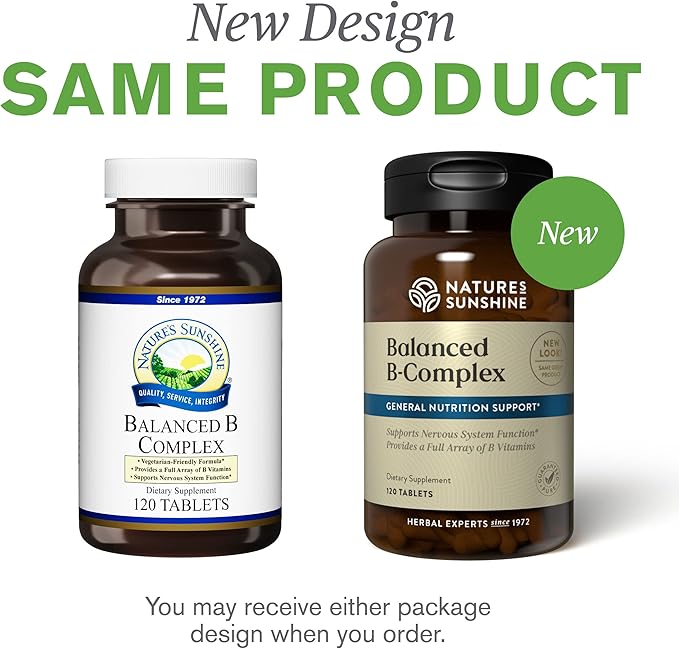 Nature's Sunshine Balanced B Complex 120 Tablets | B Complex Vitamins to Support Digestion and Nervous System Health with Vegetarian Formula