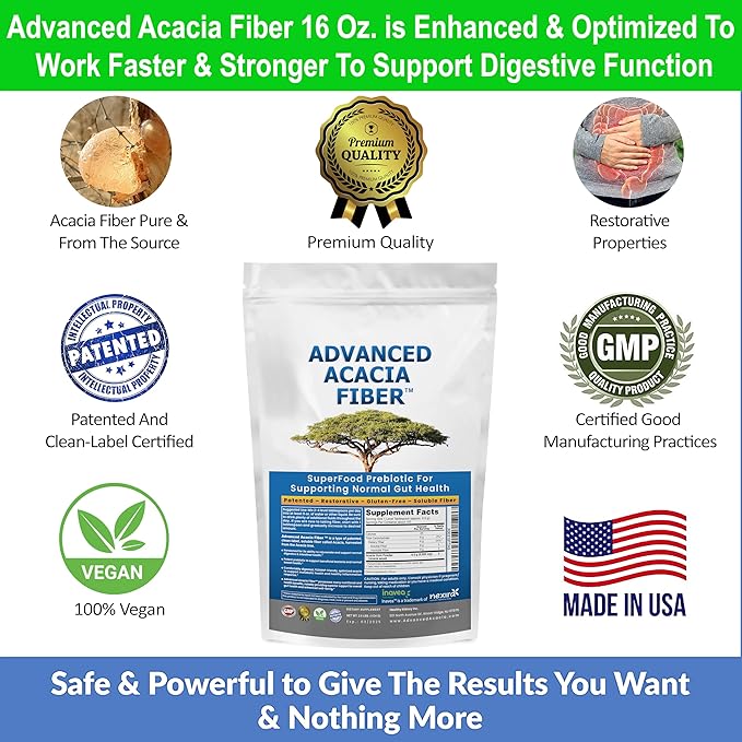 Advanced Acacia Fiber Powder Bundle 2.5 Ibs (40oz) Soluble Fiber Leaky Gut Repair Powder + DGL Licorice Supplement: Stomach Relief Leaky Gut Repair DGL Powder for Digestive Restoration Acid Relief
