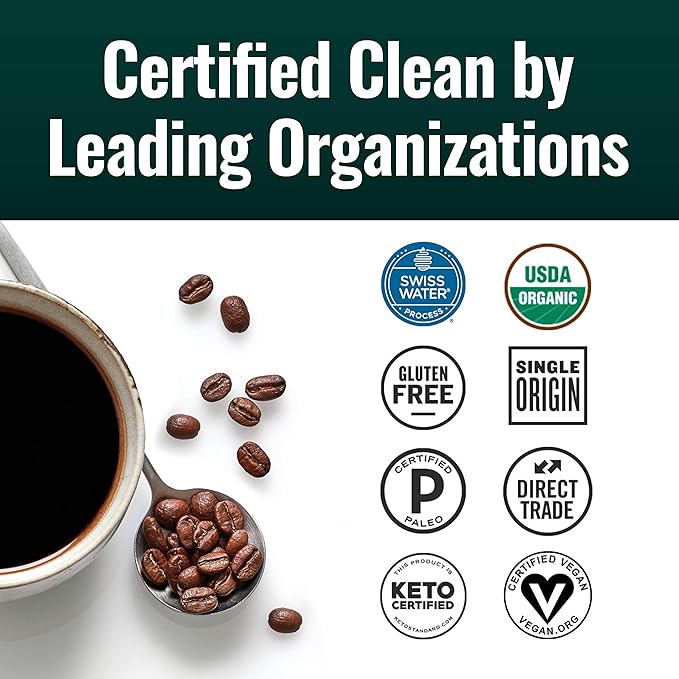 Natural Force Organic Clean Decaf Coffee + Organic MCT Oil Bundle – 100% Pure Coconut MCTs &amp Mold &amp Mycotoxin Free Coffee – Non-GMO Keto Paleo and Vegan - 12 Oz and 16 Oz