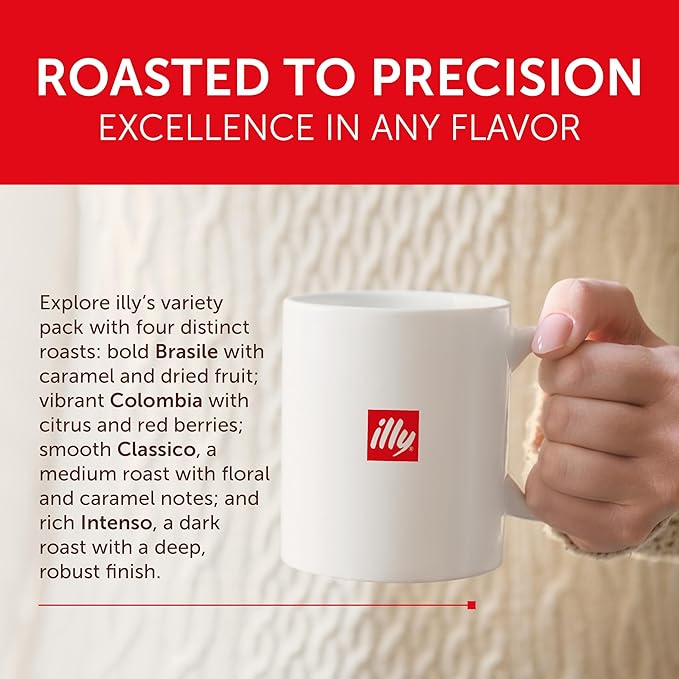 illy Coffee K Cup Pods for Keurig Machines Classico Intenso Brasile &amp Colombia Single Origin Medium Roasts 100% Arabica Premium Italian Coffee 10 Count 6 Variety Pack