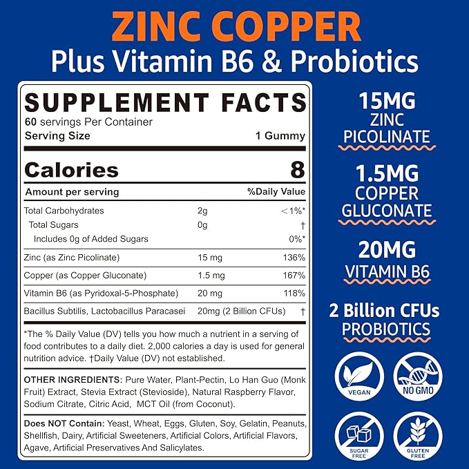 Vegan Omega 3 Gummies 1000mg + Zinc Copper Gummies