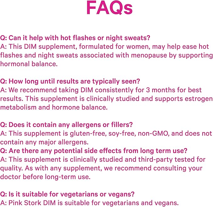 Pink Stork DIM Supplement for Women - Estrogen and Hormone Balance for Menopause Perimenopause &amp PMS - DIM 200 mg Plus BioPerine for Mood Support - 60 Day Supply