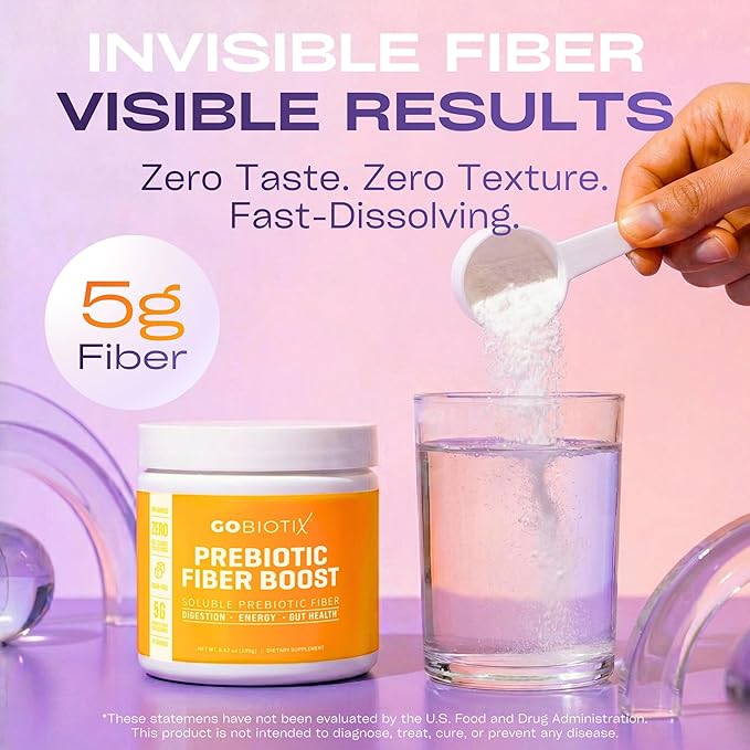GoBiotix Fiber Supplement Powder with Prebiotics for Digestive Health and GLP-1 Support Soluble Fiber for Gut Health &amp Debloat Keto Vegan Gluten &amp Sugar Free 35 Servings (2 Pack)