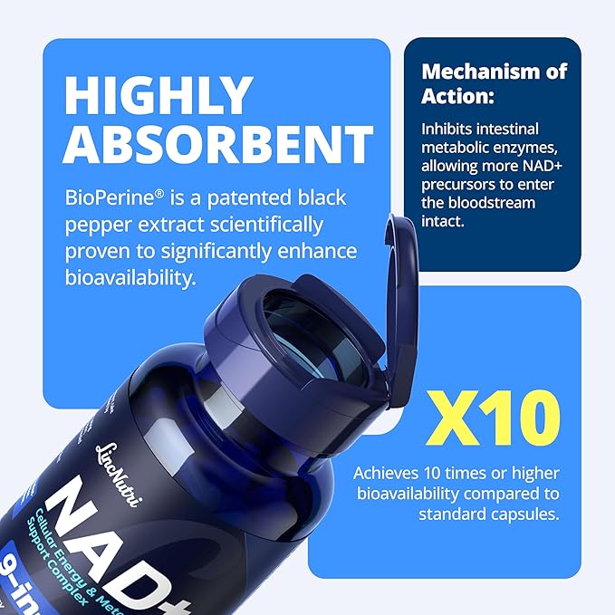 NAD+ Supplements for Women NMN+NR Super Absorption with BioPerine - Resveratrol - TMG - Green Tea - CoQ10 - Quercetin - PQQ Deep Antioxidant Helps Promote Healthy Aging 60 Capsules