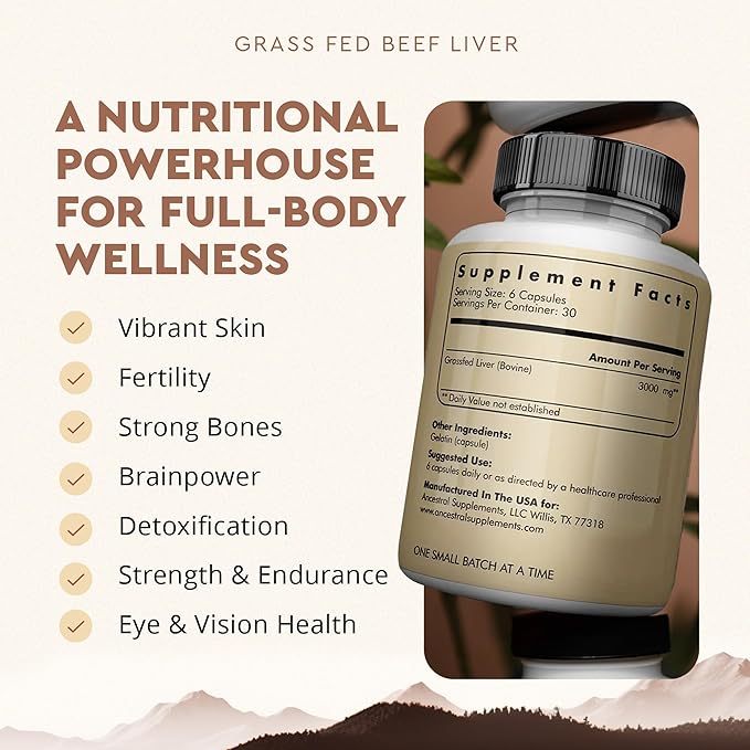 Ancestral Supplements Beef Organ &amp Liver Bundle for Women – Supports Hormone Balance Energy Skin &amp Wellness – Grass Fed Pasture Raised Multivitamin