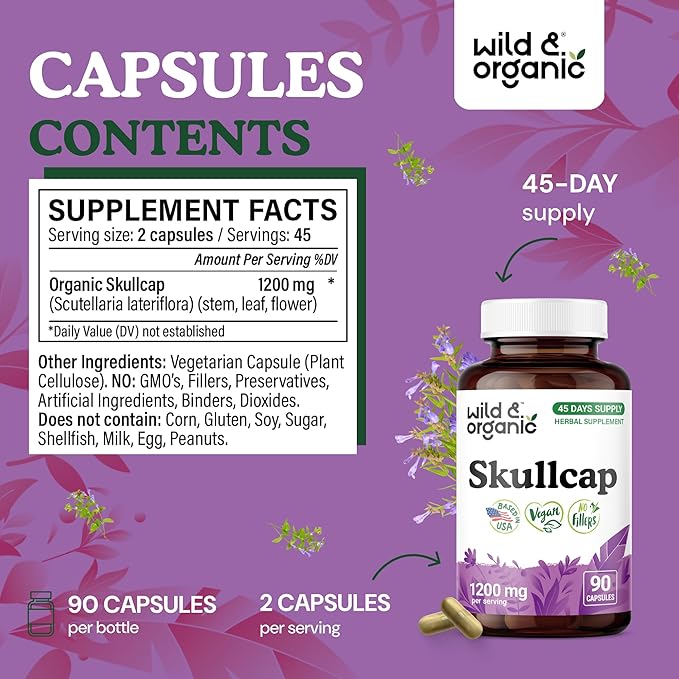 Wild &amp Organic Skullcap 90 Capsules &amp Passion Flower 90 Capsules