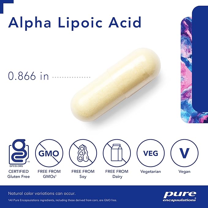Pure Encapsulations Alpha Lipoic Acid 400 mg | ALA Supplement for Liver Support Antioxidants Nerve and Cardiovascular Health Free Radicals and Carbohydrate Support* | 120 Capsules