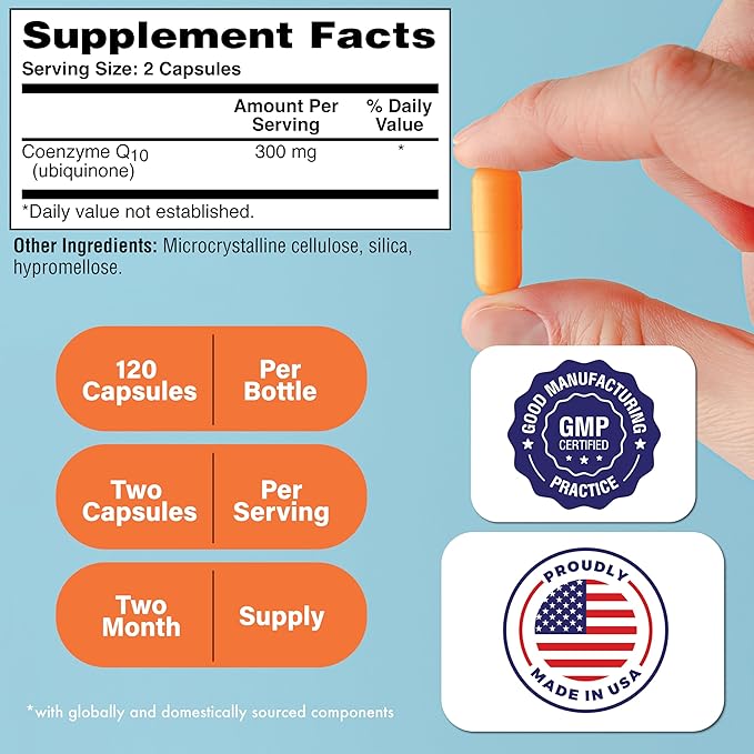Health Thru Nutrition CoQ-10 300mg - 120 Capsules | High-Potency Ubiquinone Coenzyme Q10 | Supports Cellular Energy &amp Antioxidant Protection | Non-GMO Soy-Free Vegan Gluten-Free