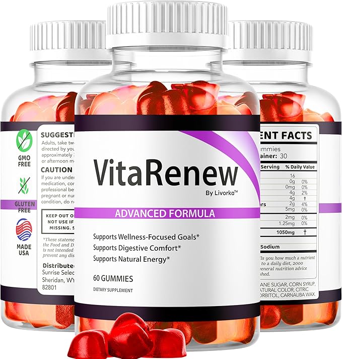 (3 Pack) VitaRenew Gummies - Original VitaRenew Advanced 1050MG Formula - Maximum Strength Supplement Gummy Official Formula Vita Renew All Natural Overall Wellness Support 180 Gummies for 3 Months