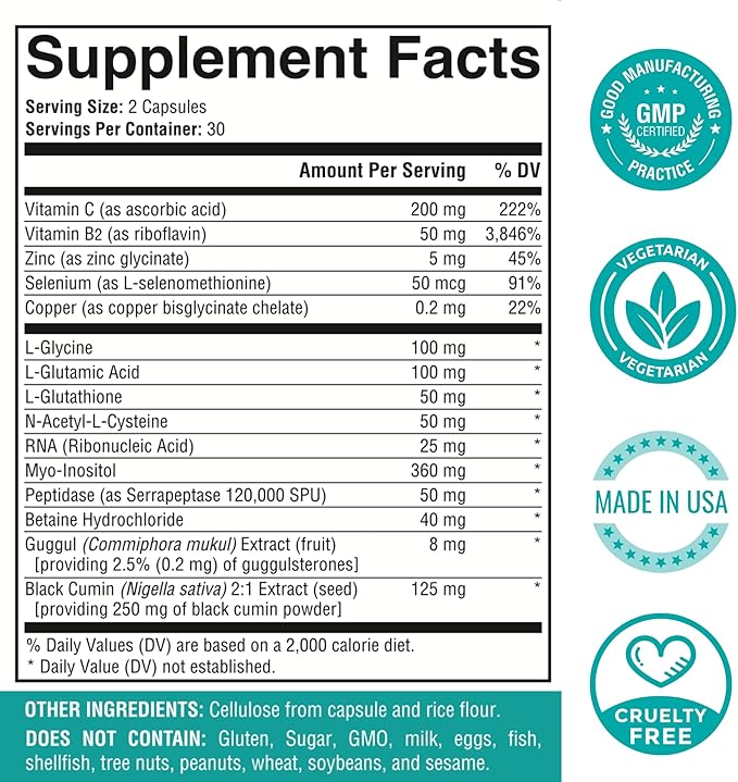 Advanced Thyroid Support Supplement with Black Cumin Extract Selenium Myo-inositol Thyroid Support for Hashimotos and Hypothyroidism 60 Capsules