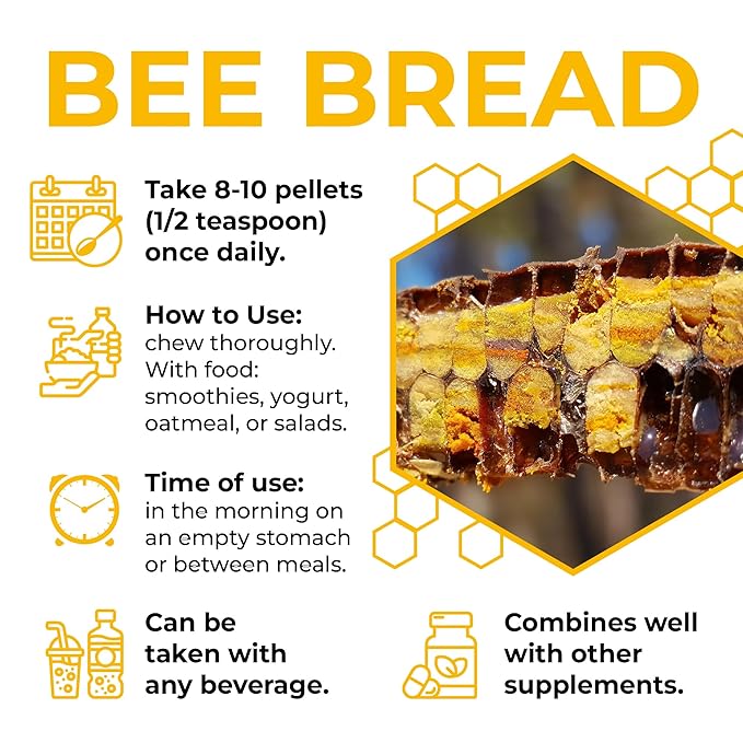 Fresh Organic Bee Bread - 3.5 oz (100 g) Natural Fermented Pollen - Superfood for Immunity Energy &amp Vitality Boost (Perga Ambrosia)