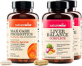 NatureWise [1] Max Probiotics 30 Billion CFU + Organic Prebiotic - 60 Capsules[2-Month Supply] + (Pack of 2) Liver Balance - Milk Thistle Dandelion Turmeric - 60 Capsules[30-Day Supply]