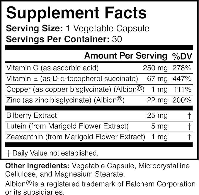 Natural Eye and Vision Supplement - Non-GMO Vegan Gluten-Free