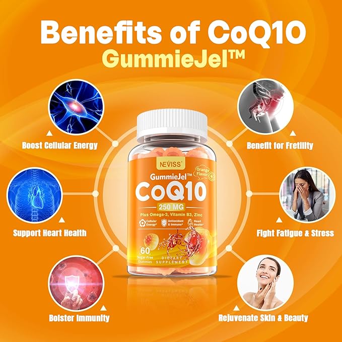 NEVISS Sugar-Free CoQ10 Gummies 60 Count + Lutein Gummies 60 Count