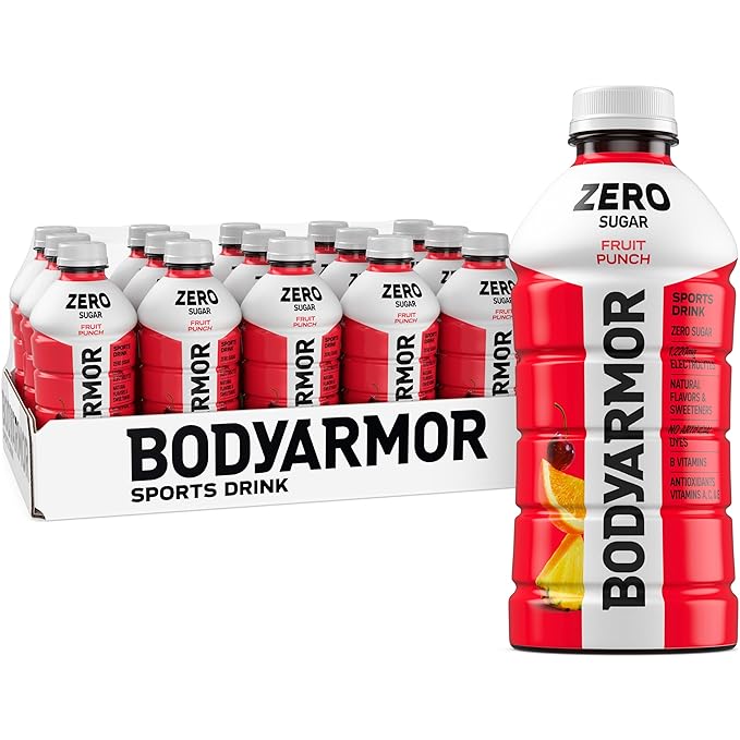 BODYARMOR ZERO Sugar Fruit Punch Sugar Free Sports Drink - Low-Calorie Hydration - Natural Flavors with Potassium Packed Electrolytes Antioxidants and B-vitamins 28 fl oz (Pack of 15)