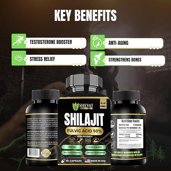 90 Shilajit Capsules for Men &amp Women 22000mg with 50% shilajit Fulvic acid organic Himalayan Natural Shilajit for Men Pure Shilajit Extract 85+Trace Mineral Supplements for Women Energy Boost-USA