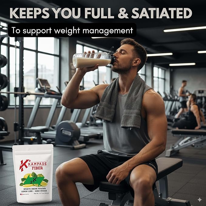 Krampade High Fiber High Potassium Electrolyte Powder Zero Sugar Lemon Lime 9g Dietary Fiber 3950mg Electrolytes 2000mg Potassium 50mg Mag Digestive Health Support Keto Weight Loss 19 Serving