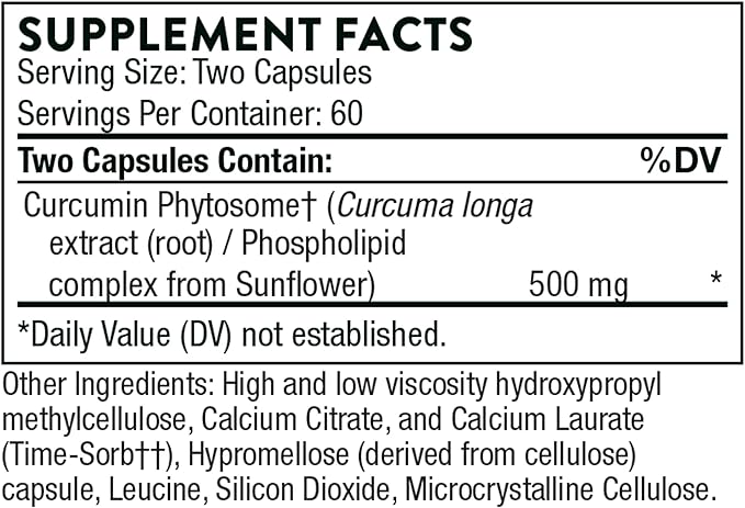 THORNE - Curcumin Phytosome Sustained Release (120 Capsules) &amp Memoractiv (60 Capsules) Bundle - Supports Joint Health Muscle Health &amp Healthy Aging - Dairy Free Soy Free Gluten Free